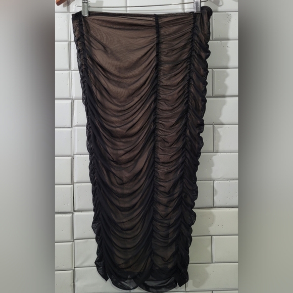 Day&Night Ladies Black Sheer Bodycon Skirt Front And Rear Ruched Draped Detail N - Picture 1 of 5